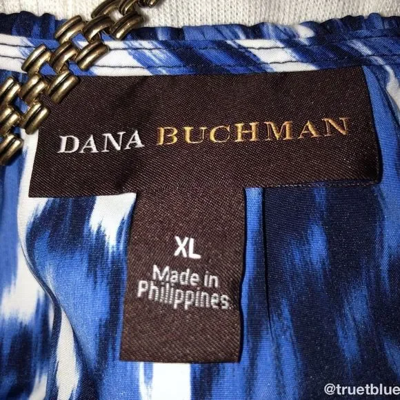 Dana Buchman Blue Abstract Print Dress Sz XL - Picture 6 of 7